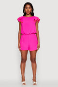 Trendy Crepe Knit High Waisted Shorts with Scalloped Contrast Trim