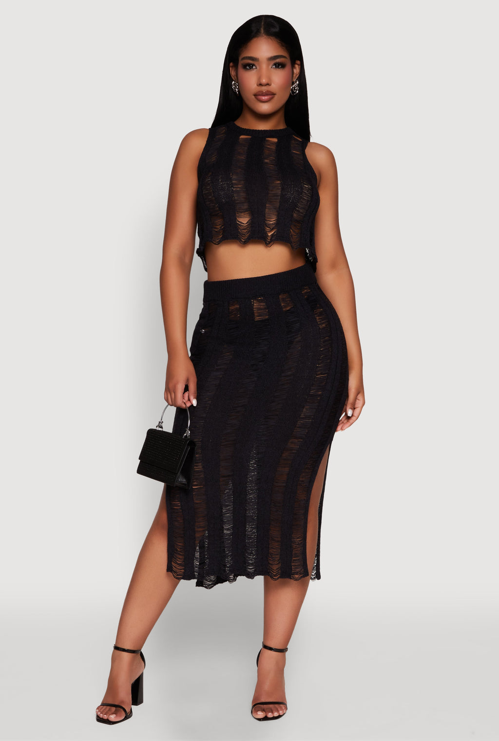Trendy Sleeveless Distressed Crop Top