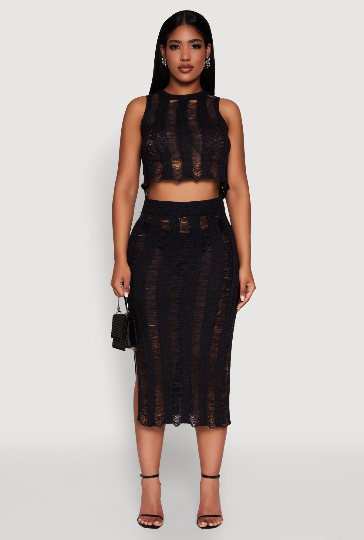 Trendy Sleeveless Distressed Crop Top