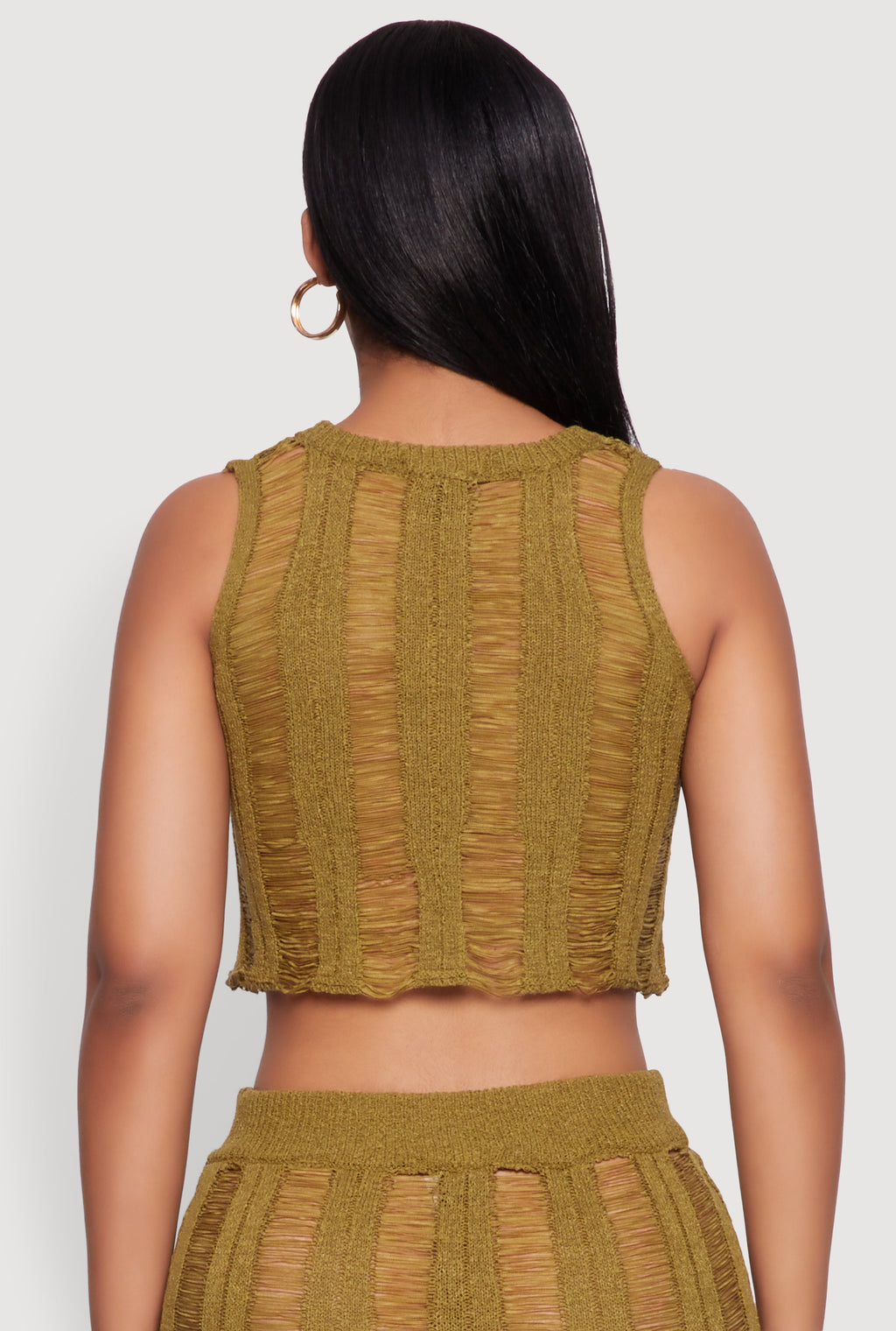 Trendy Sleeveless Distressed Crop Top