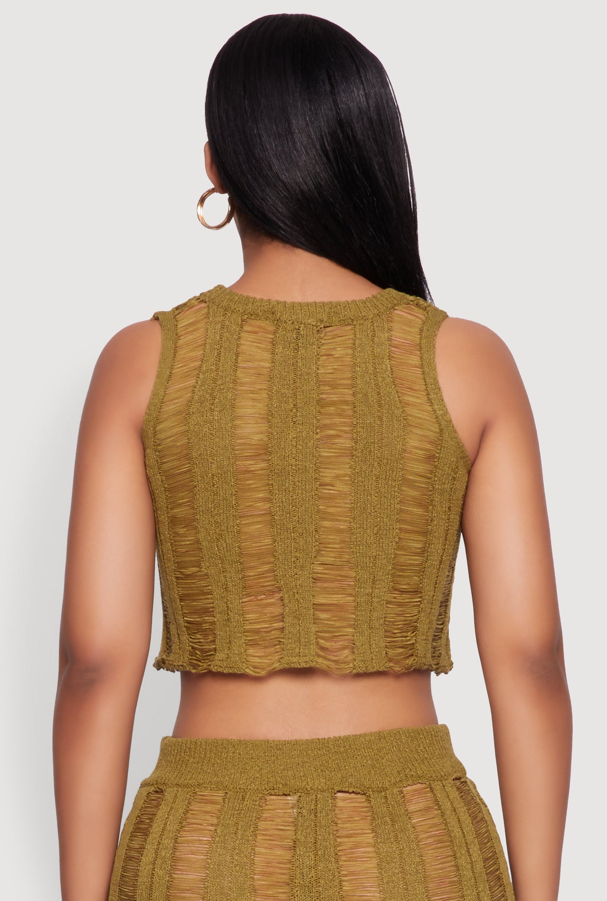 Trendy Sleeveless Distressed Crop Top
