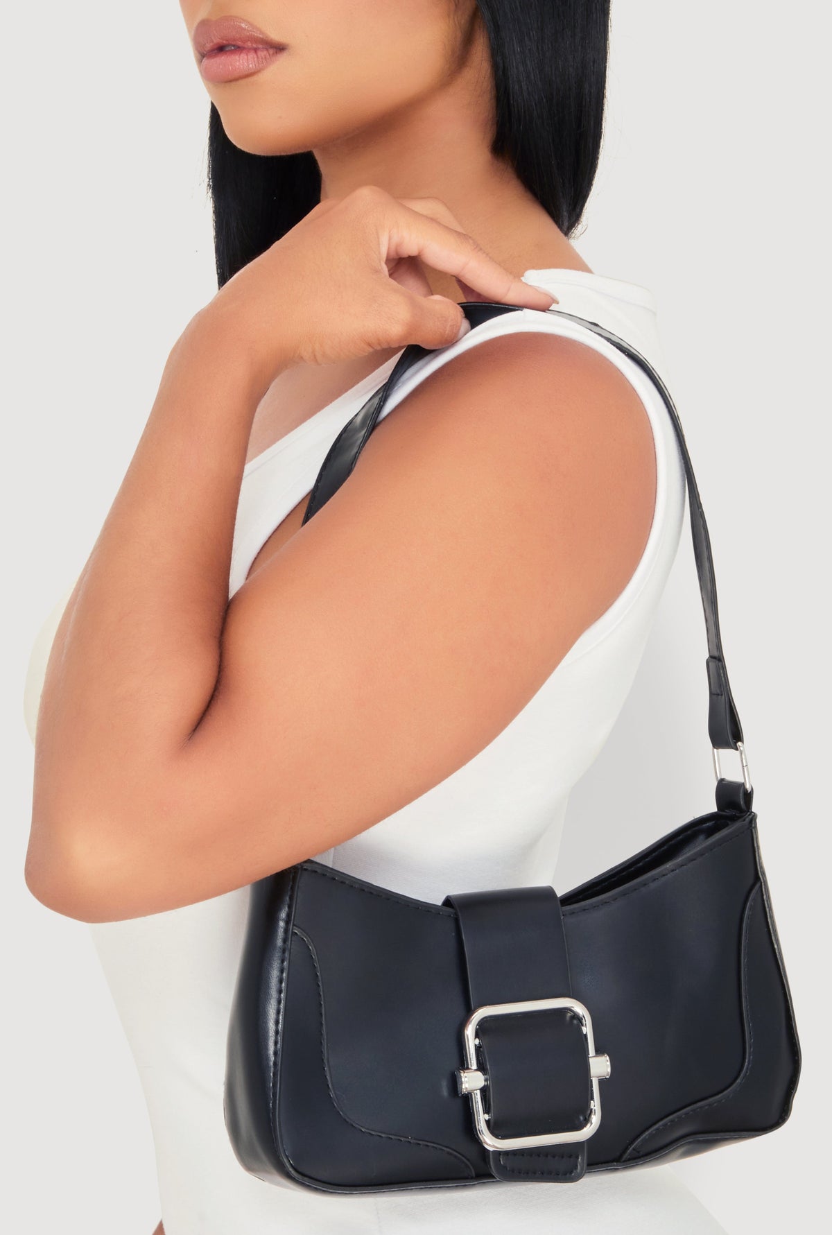 Buckle Detail Shoulder Bag
