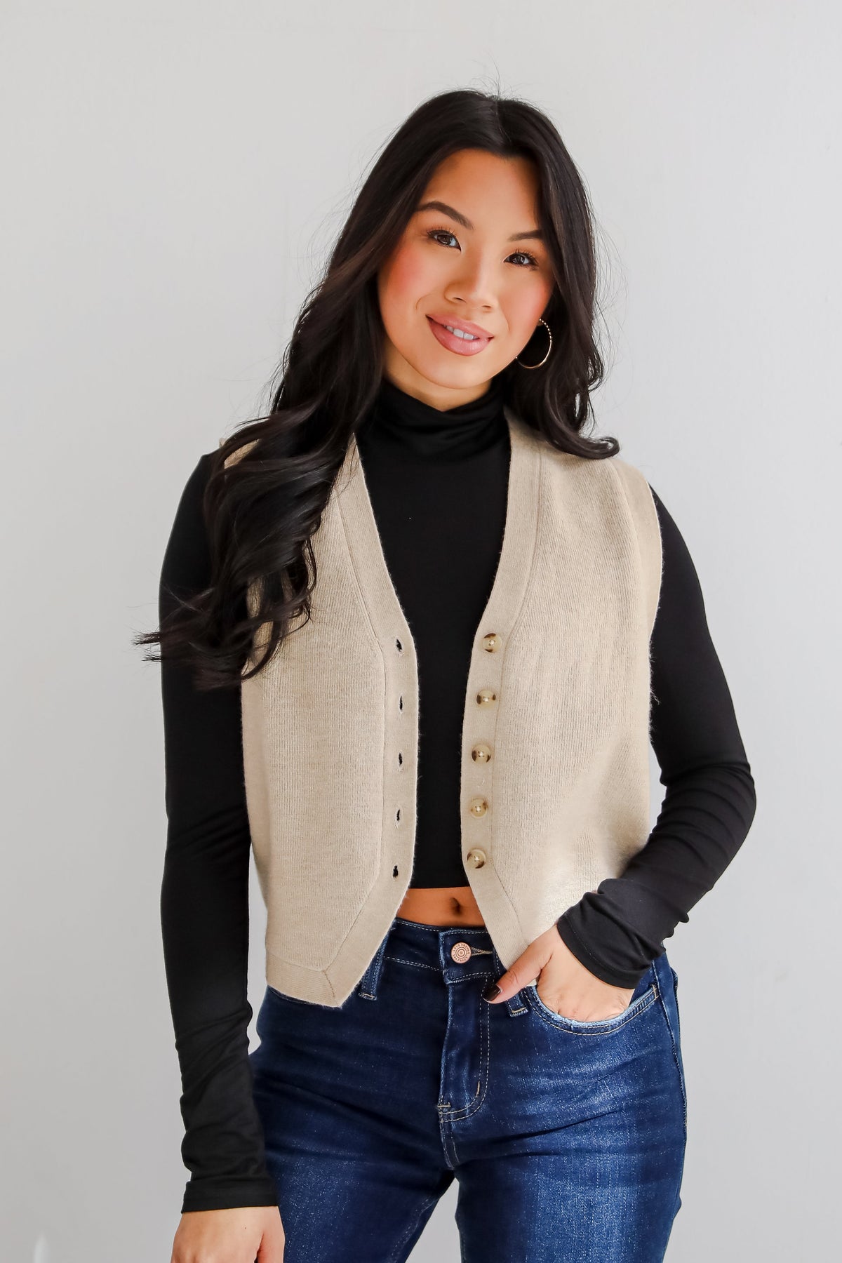 FINAL SALE - Snuggly Sweetness Beige Sweater Vest