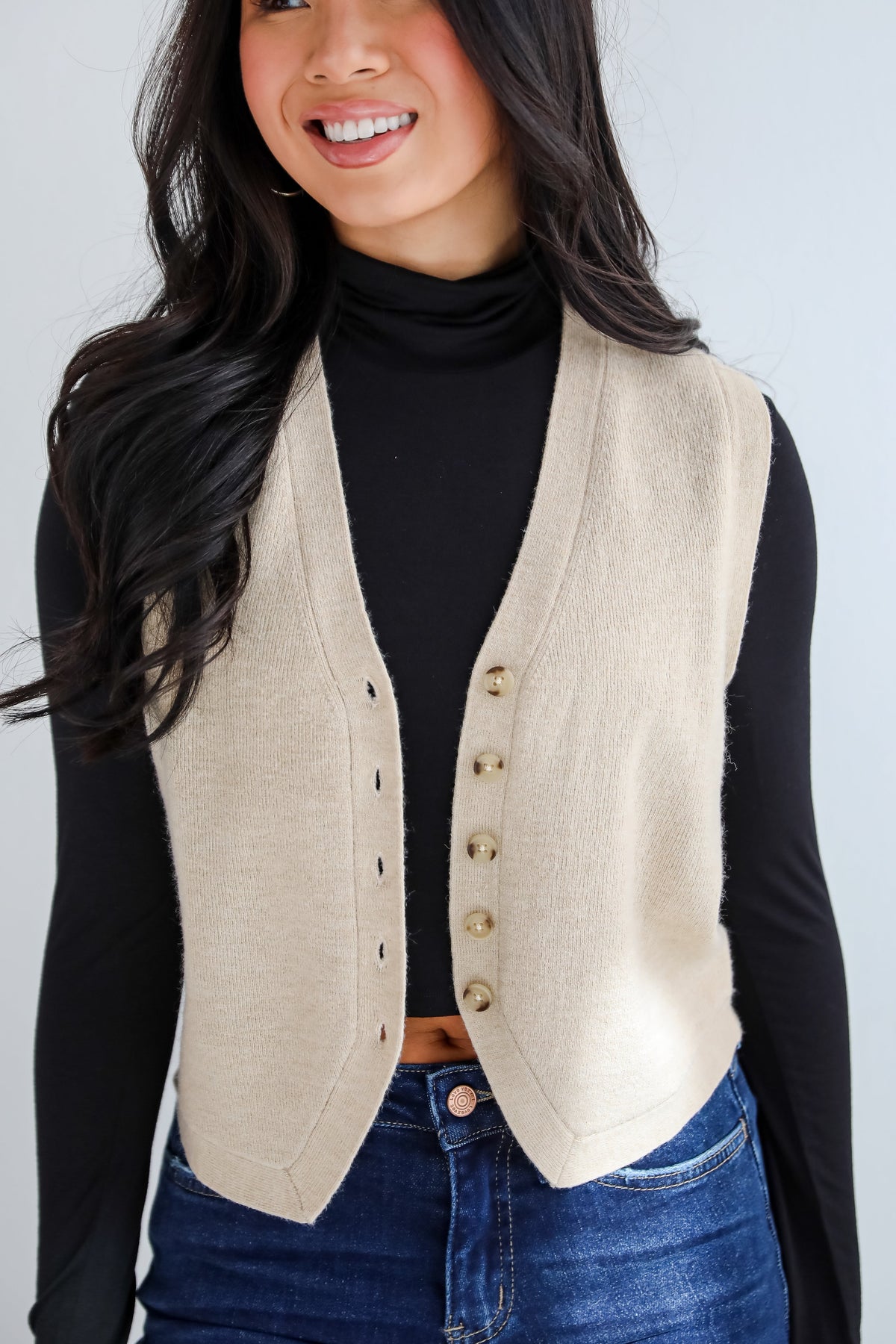 FINAL SALE - Snuggly Sweetness Beige Sweater Vest