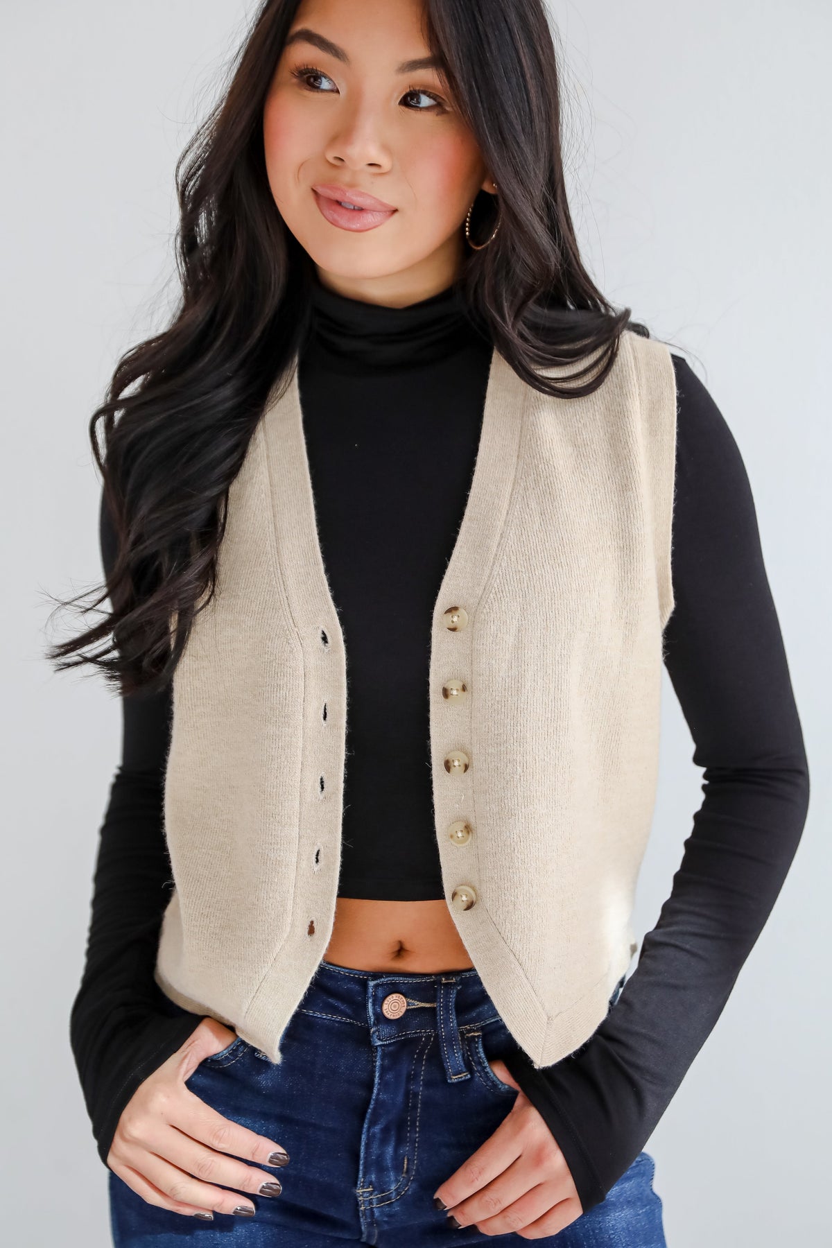 FINAL SALE - Snuggly Sweetness Beige Sweater Vest