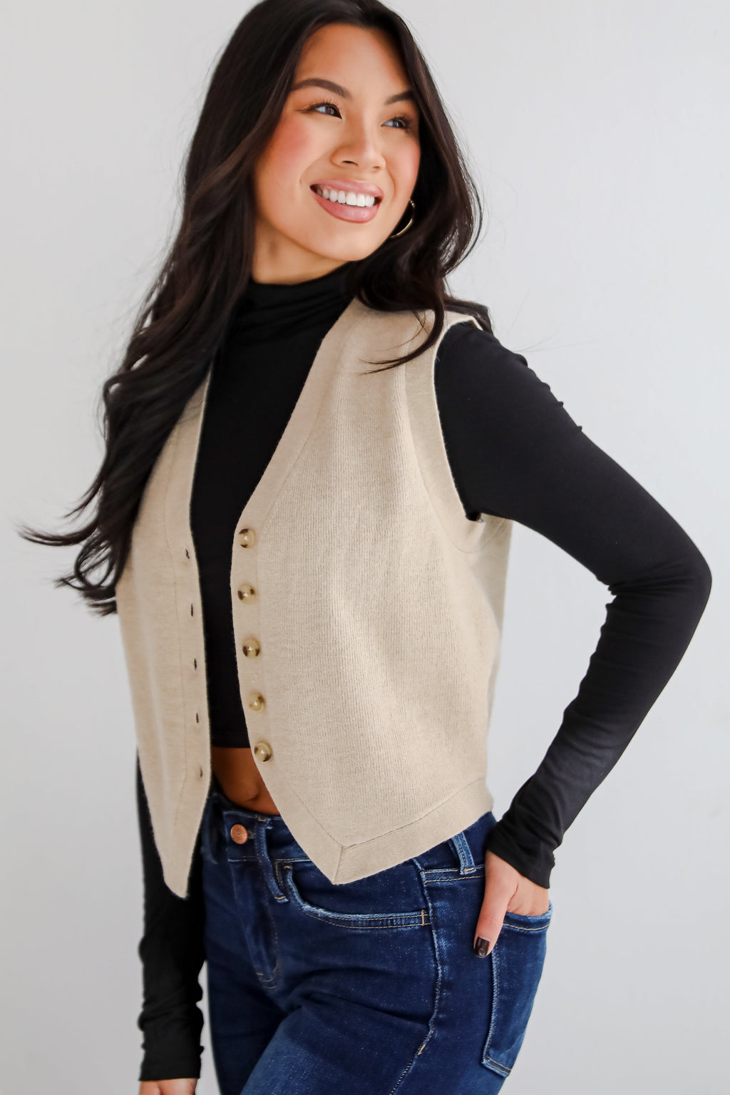 FINAL SALE - Snuggly Sweetness Beige Sweater Vest