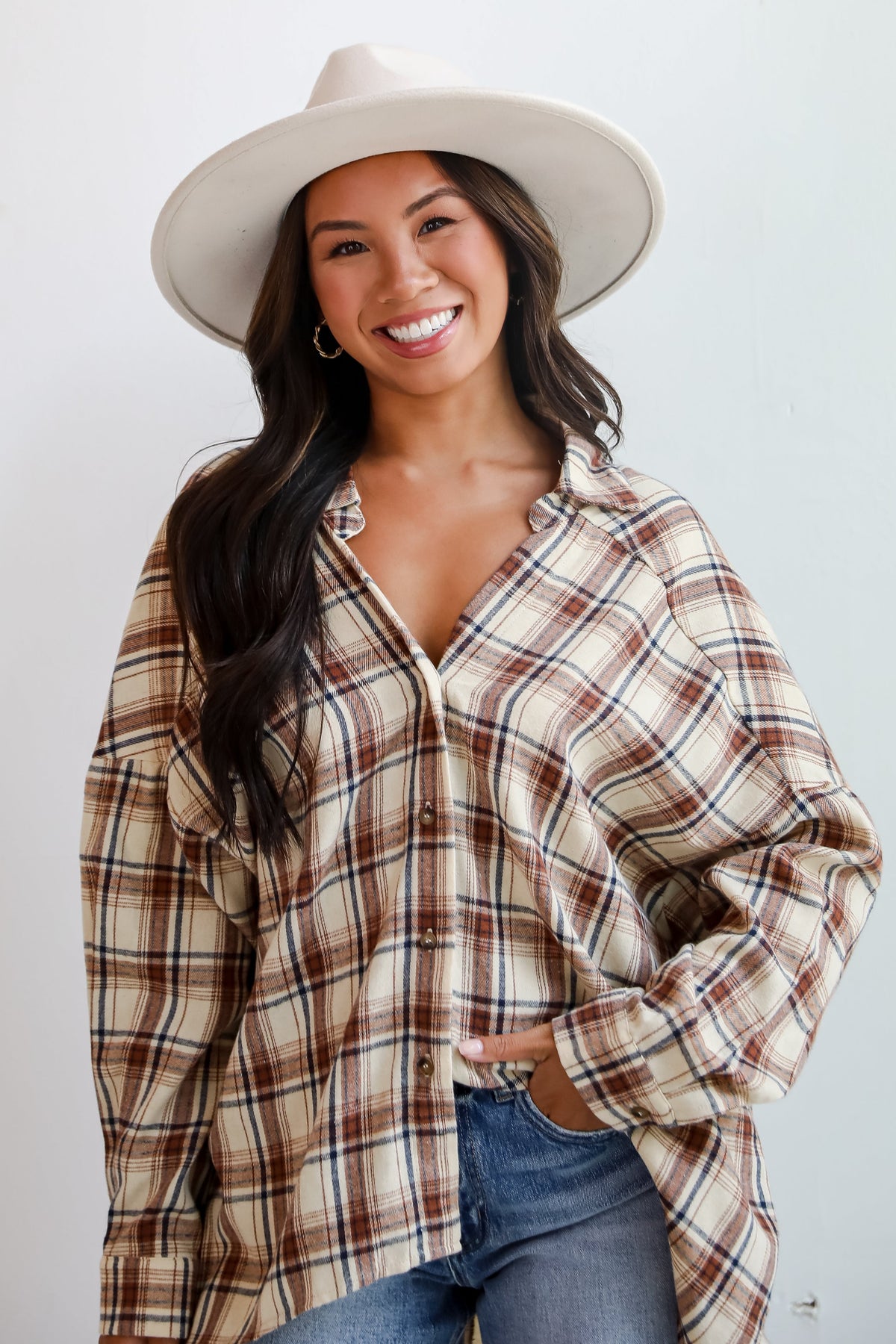 FINAL SALE - Adorably Classic Beige Plaid Flannel