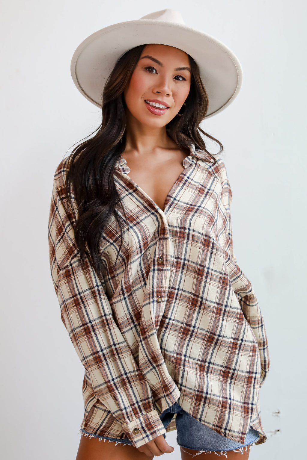 FINAL SALE - Adorably Classic Beige Plaid Flannel