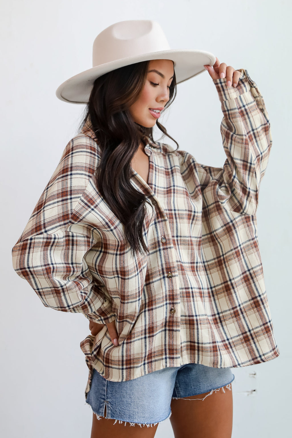 FINAL SALE - Adorably Classic Beige Plaid Flannel